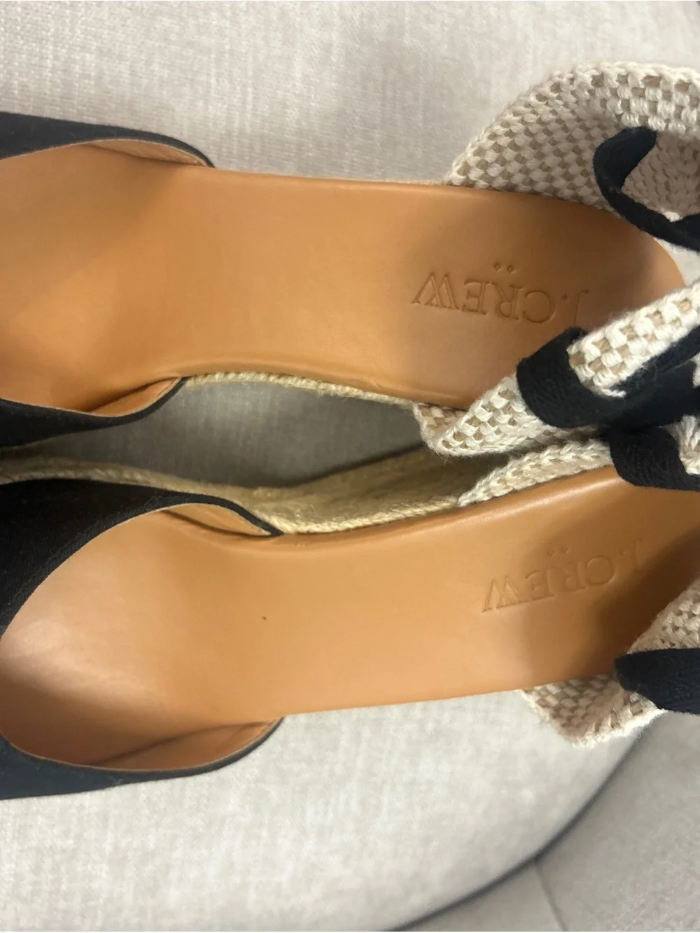 J. Crew Women’s Black Espadrille Wedge Ankle-Tie Sandals